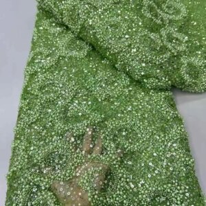 Luxury Heavy Bead Lace Fabric Dubai Hand Beaded Tulle Lace Fabric Embroidered Sequins African Nigerian Fabric For Dress Sewing
