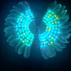 LED 2025 New Glowing Fluorescent Bar Nightclub Party Favors Disco Performance Props Feather Fan Dance Lights Fan Night Show DJ