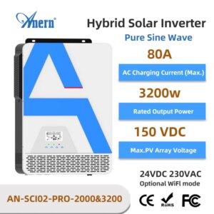 2K 3.2K Hybrid Solar Inverter 24V 12V Pure Sine Off Grid Buil in 140A MPPT Solar Charge Controller for PV Solar Panels 230V