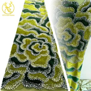 Latest French Luxury Embroidery Beaded Lace Fabric African Nigerian Sequin Lace Fabric for Wedding Party Dress Sewing Material