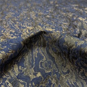 Blue black and gold wavy double-sided jacquard fabric for a ancient-style suit designed by fashion designer