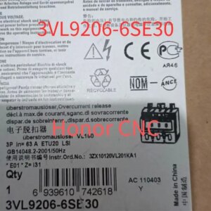 3VL9206-6SE30 Brand New ETU VL160 3-pole, line protection ETU20
