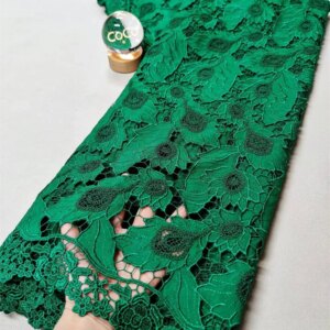 African Guipure 2025 Latest African Lace Fabric Green Chiffon Lace Fabric High Quality 2025 Luxurious Party Dress Sewing W685-1