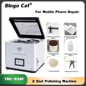 TBK 938F 2 Slot Automatic Mobile Phone Front Glass Scratch Repair Device LCD Screen Polisher Grinding for iPhone Apple iWatch