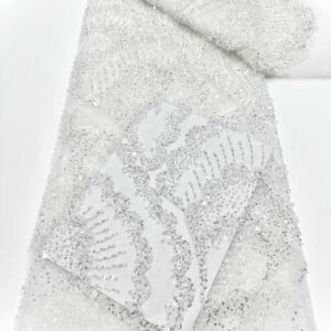 Africa Nigerian Beaded French Mesh Lace With Sequins High Quality 2025 Embroidery Lace Sequins Lace For Wedding Dresses Women