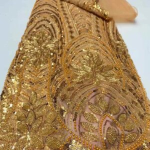 Africa Nigerian Beaded French Mesh Lace With Sequins High Quality 2025 Embroidery Lace Sequins Lace For Wedding Dresses Women