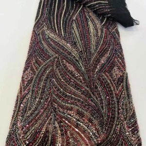 French Embroidered Sequins Mesh Lace Fabric High-End Handmade Beaded African Wedding Dress Material Latest Design for Brides