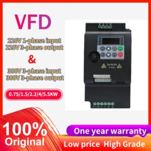 220V or 380V VFD inverter 0.75/1.5/2.2/4/5.5KW Variable Frequency Converter for 3phase Motor AC Drive Speed Controller