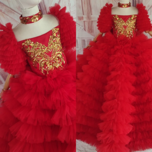 Layered Tulle Red Flower Girl Dresses Sequined Princess Customized Baby Girls Birthday Ball Gown Party Pageant Dress For Wedding