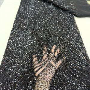 Africa Nigerian Beaded French Mesh Lace With Sequins High Quality 2025 Embroidery Lace Sequins Lace For Wedding Dresses Women