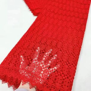 Red Lace African Guipure 2025 Novelty African Lace Fabrics 5 Yards Nigeiran Cord Lace Fabric For Brides Wedding Dresses W488-1