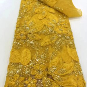 Luxury African Sequin Beaded Lace Fabric 2025 High Quality Groom Nigerian Wedding Bridal Embroidery French Tulle Sewing