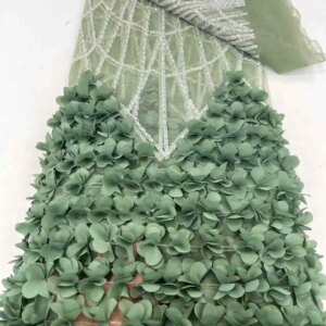 Hot Sale Fashion Top Quality Luxury Design Fabric Handmade 3D Feather Net Lace Beads Sequins For Making Women Wedding Dress