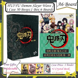 HUIYU Demon Slayer Wave 2 A6 Board Colored Paper Anime Kimetsu Yaiba Tanjirou Kamado Nezuko Card Kids Gift Demon Slayer Cards