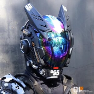 Cyberpunk Mask Cosplay Role Playing Prop Night City Neon Helmet Personalized Army Mechanical Music Festival for Halloween Party