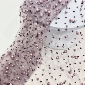 African French Beads Lace Mesh Fabrics 2025 High Quality Beaded Lace Nigerian Beads Embroidered Dress Material For Party Sewing