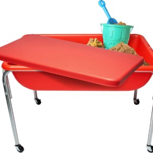 Medium Sensory Table – 24″ Height Table and Lid, Sandbox with Lid, Water Table for Kids, Red