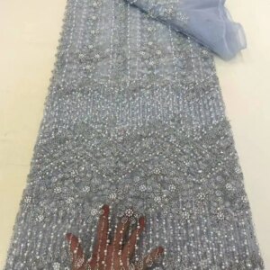 2025 Luxury Nigerian African Beaded Lace Fabric High Quality Sequins Embroidery African French Lace Fabric For Sewing Dresses