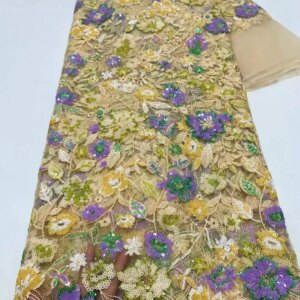 Africa Nigerian Beaded French Mesh Lace With Sequins High Quality 2025 Embroidery Lace Sequins Lace For Wedding Dresses Women