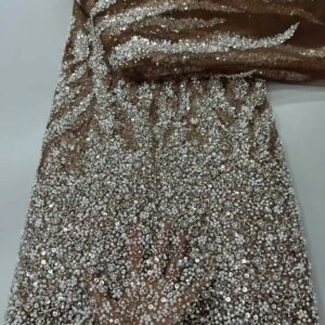 Beaded Tulle African Lace Fabric Sewing 2025 Mesh Sequins High Quality Lace Fabrics Beads for Luxury Wedding Party Dress Women