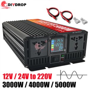 Pure Sine Wave Car Inverter 12V 220V 3000W 4000W 5000W DC 12V To AC 220V Car Power Inverter Adapter Voltage Converter Universal