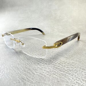 Eyeglass Frames Classic Square Rimless Vintage Business Handmade Horn Prescription Man Women’s Glasses Frames Lenses Eyeglasses