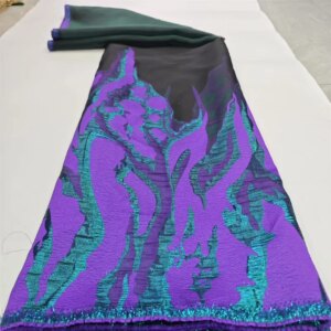 Purple Latest Nigerian Laces Fabric 2025 Luxury 5 Yards African Jacquard Brocade Lace Fabric for Sewing Family Prom Dresses