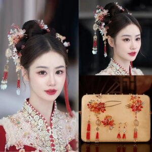New Chinese Xiuhe Headdress 2025 New Bridal Wedding Ancient Lantern Tassel Buyao and Hair Accessories Lantern