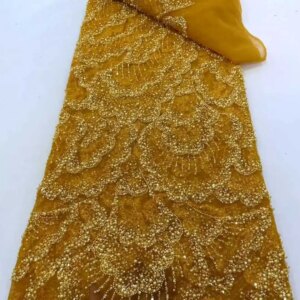 Luxury African Sequin Beaded Lace Fabric 2025 High Quality Groom Nigerian Wedding Bridal Embroidery French Tulle Sewing