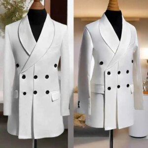Formal White Wedding Tuxedos 2 Piece Set Jacket Pants Shawl Lapel Men Suit 3 Breasted Fashion Groom Blazers Customized