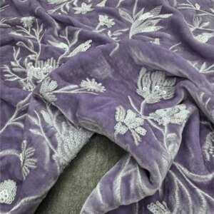High-end purple heavy-duty embroidered silk velvet fabric Chinese-style small cheongsam