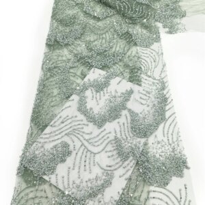 Luxury African Sequins Lace Fabric High Quality 2025 Heavy Beaded Embroidery French Tulle Lace For Nigerian Wedding Dress