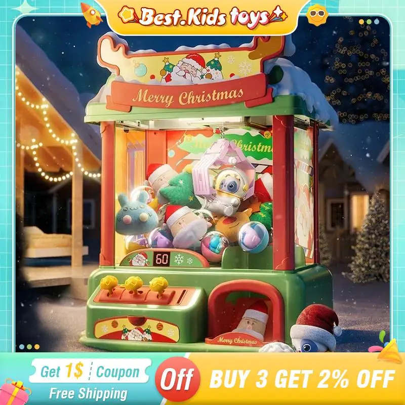 Christmas Large Doll Machine Coin Operated Play Game Claw Catch Machine Egg Twisting Kids Merry Christmas Interactive Toys Gifts