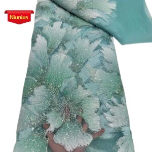 2025Latest Superior Quality Soft Elegant Luxrious Mesh Lace with Lots Stones Fabric for Wedding Evening Dress NN6579_R