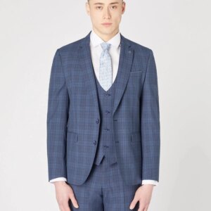 Checkered Stripes 3 Pieces Wedding Men Suits High Quality Tuxedos Classic Peaked Lapel Blazer Pant Vest Custom