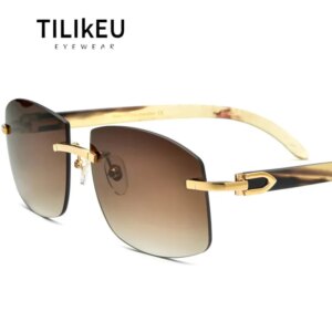High Quality Cow Horn Luxury Sunglasses Brand Designer Handmade Retro Tea Shades UV400 Men and Women Outdoor Travel Sun Glasses