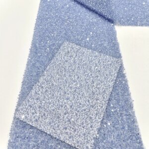 African Beads Lace Fabric 2025 Beaded Lace Fabric France Sequins Nigerian Embroidery Bridal Mesh Lace Fabric For Women Sewing