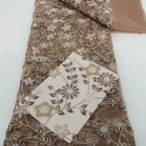 Luxury French Tulle Beads Lace Fabric African Lace Fabric 2025 High Quality Nigerian Sequin Embroidery Fabric For Wedding Sewing