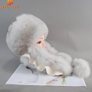 New Fur Hat for Women Natural Raccoon Fox Fur Russian Ushanka Hats Winter Thick Warm Ears Fashion Bomber Cap New Arrival Caps
