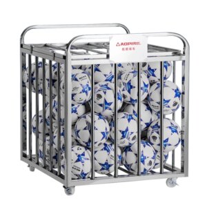Sports Ball Cart Football Volleyball Basketball Portable Sports Stainless Steel Folding Large Capacity Movable Ball Cart