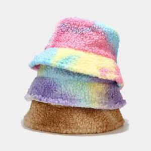 Faux Fur Bucket Hat Thickened Warm Hip Hop Winter Hats for Women Lady Men Outdoor Plush Fisherman Hat