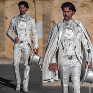 Retro Jacquard 3-Pieces Men’s Suit Winter Classic Gentleman Fit Slim Party Tailor-Made Groom Formal Occasions Size Customized