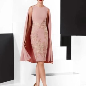 Chic Mother of the Bride Dress With Wrap Jewel Neck Satin Appliqued Special Occasion Formal Party Wedding Customized