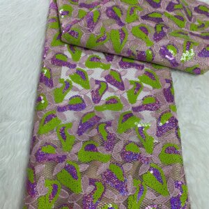 African Lace Fabric 2025 High Quality Nigerian Lace Beaded Sequins French Tulle Fabric 5 Yards For Sewing Party Wedding A1136-1