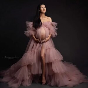 Maternity Tulle Dresses Photoshoot vestidos para embarazadas Photographie de vêtements de maternité Douche de bébé فساتين حوامل