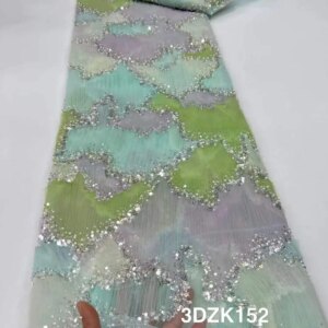 2025 French African Tulle Lace Fabrics With Sequins For Wedding Bridal Handmade Crystal Beads Luxury Nigerian Beaded Lace Fabric