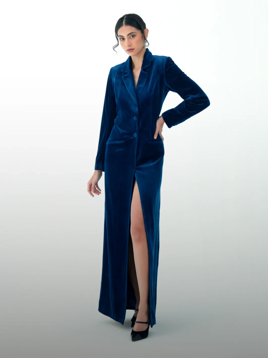 Modern Handmade 1 Piece Long Blazer Women Suit Velour Fabric Notch Lepal Single Breasted Business Office Women Jacket Customized