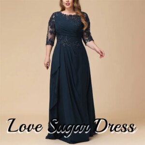 Plus Size Mother of the Bride Dresses Lace Applique Wedding Party Gowns For Women Three Squarter Sleeves robes invitée mariage