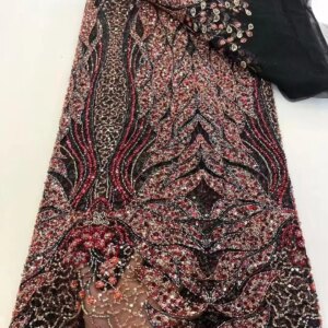 Nigerian 2025 New Beauty Navy Blue Tulle Lace Fabrics With Heavy Beaded High Quality African Sequins French for Wedding Dress