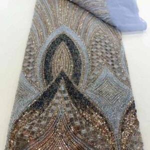 2025 Luxury French Mesh Embroidery Beaded Lace Fabric African Nigerian Sequins Lace Fabrics For Wedding Dress Sewing Material